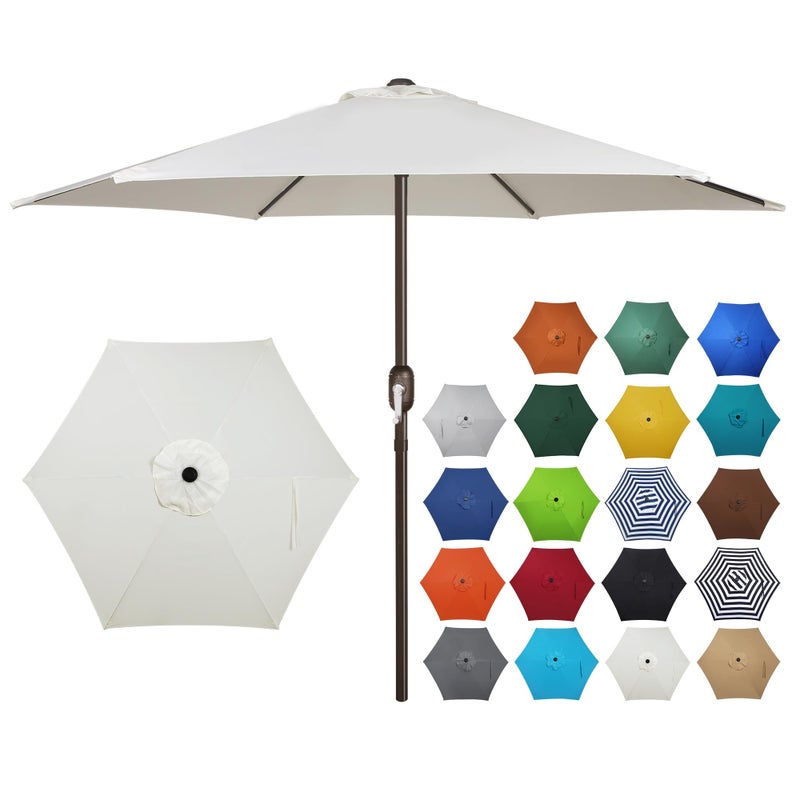 Blissun 7.5 ft Patio Umbrella, Yard Umbrella, Outdoor Market Umbrella with Push Button Tilt Crank (Creamy White) - Image 1